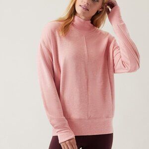 Athleta Women's Apollo Crewneck Sweatshirt in Conch Pink Heather